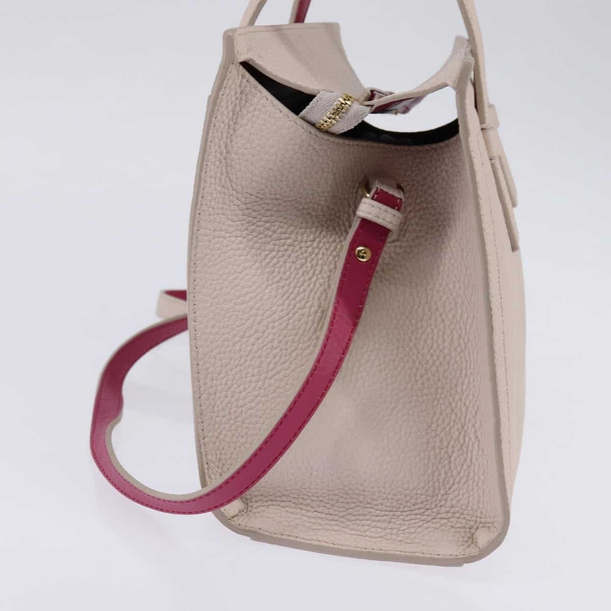 Salvatore Ferragamo Amy Tote Pebbled Leather Beige Leather Handbag (Authentic  )