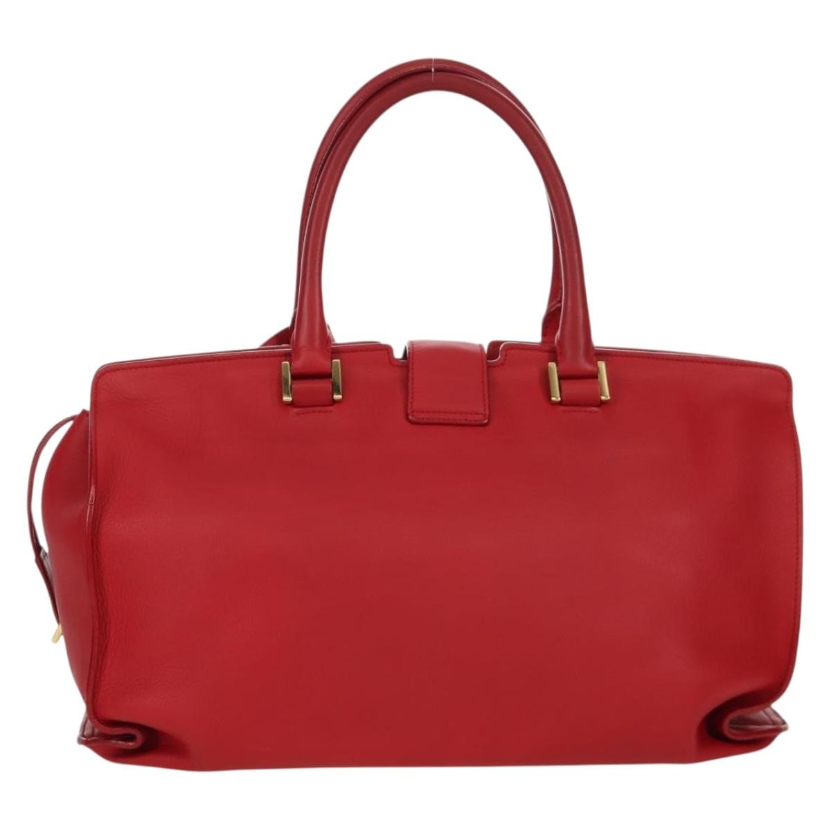 Saint Laurent Classic Y Cabas Leather Red Leather Handbag (Authentic  )