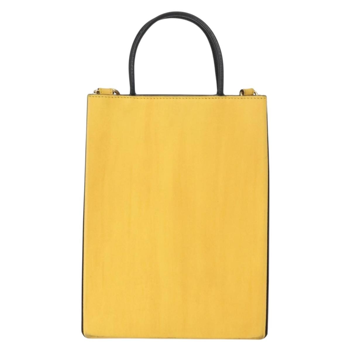 Fendi Pack Shopping Tote Leather Yellow Leather Handbag (Authentic  )
