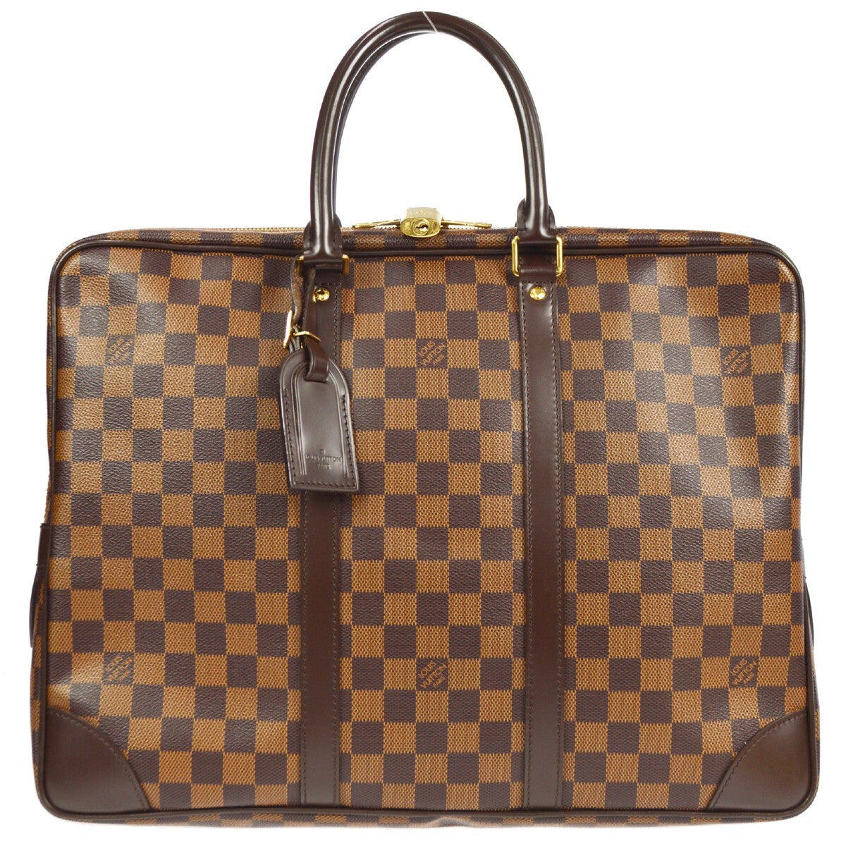 Louis Vuitton Porte-Documents Voyage Briefcase Damier Brown Canvas Briefcase Bag (Authentic  )