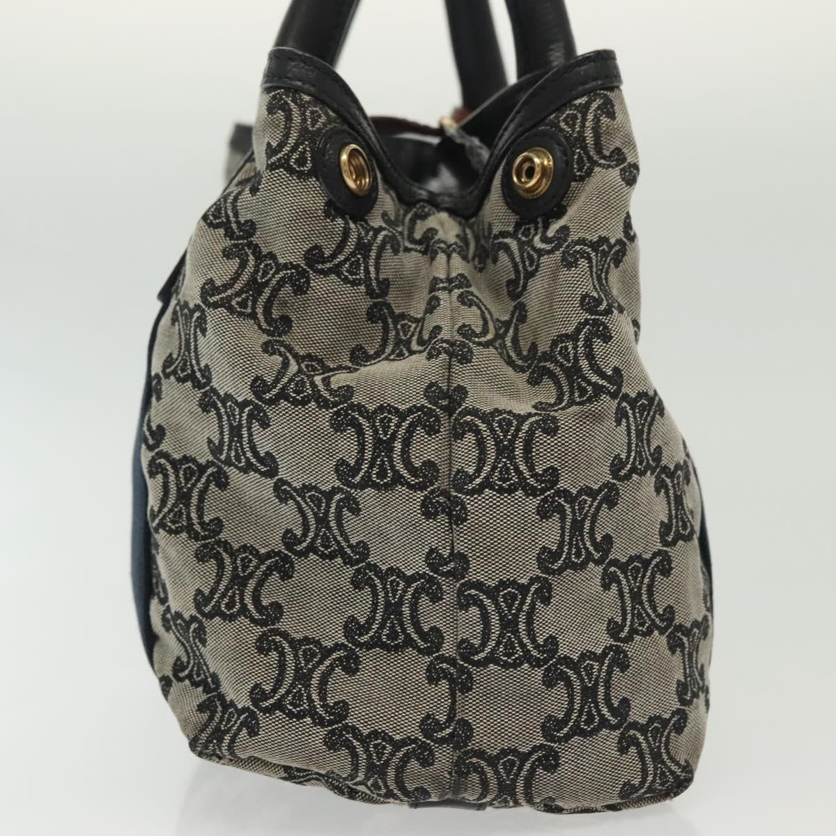 Celine Vintage Macadam Handbag Macadam Navy Canvas Bag (Authentic  )