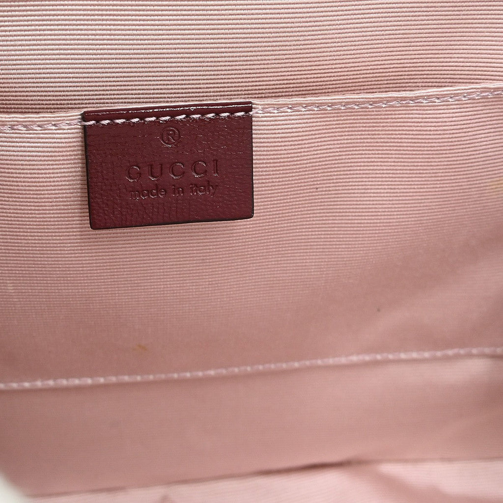 Gucci Sylvie 1969 Top Handle Bag Leather And Wicker Red Leather Handbag (Authentic  )