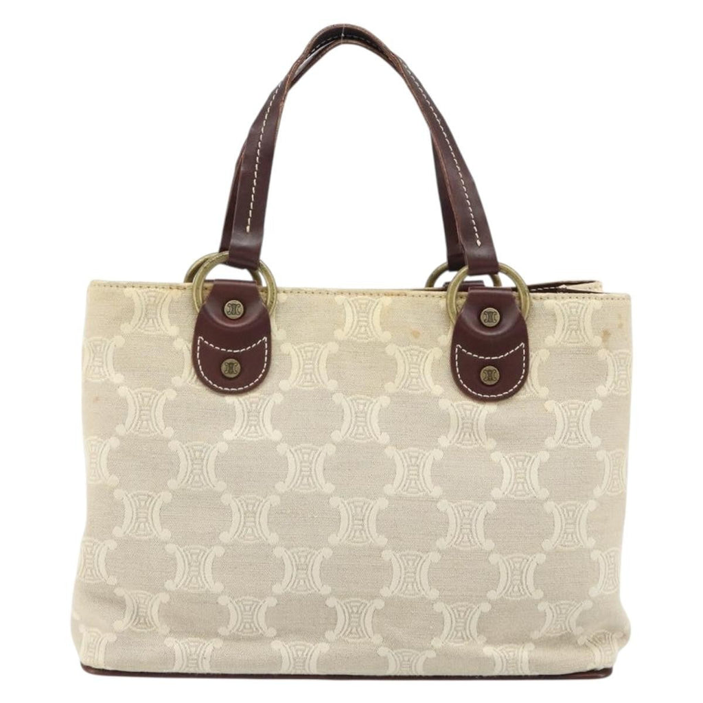 Celine Vintage Macadam Handbag Canvas And Leather Beige Canvas Handbag (Authentic  )