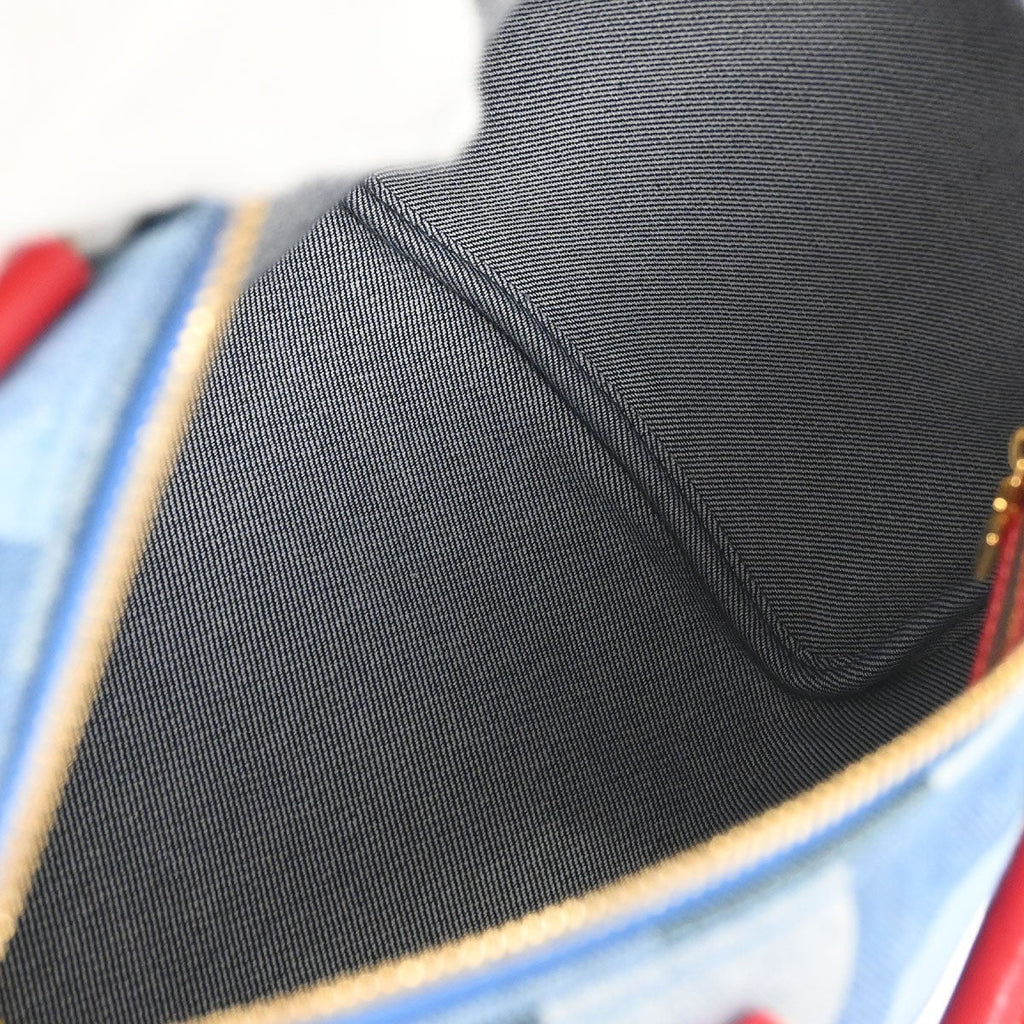 Louis Vuitton Speedy Bandouliere Bag Damier And Monogram Patchwork Denim Blue Denim_Jeans Handbag (Authentic  )
