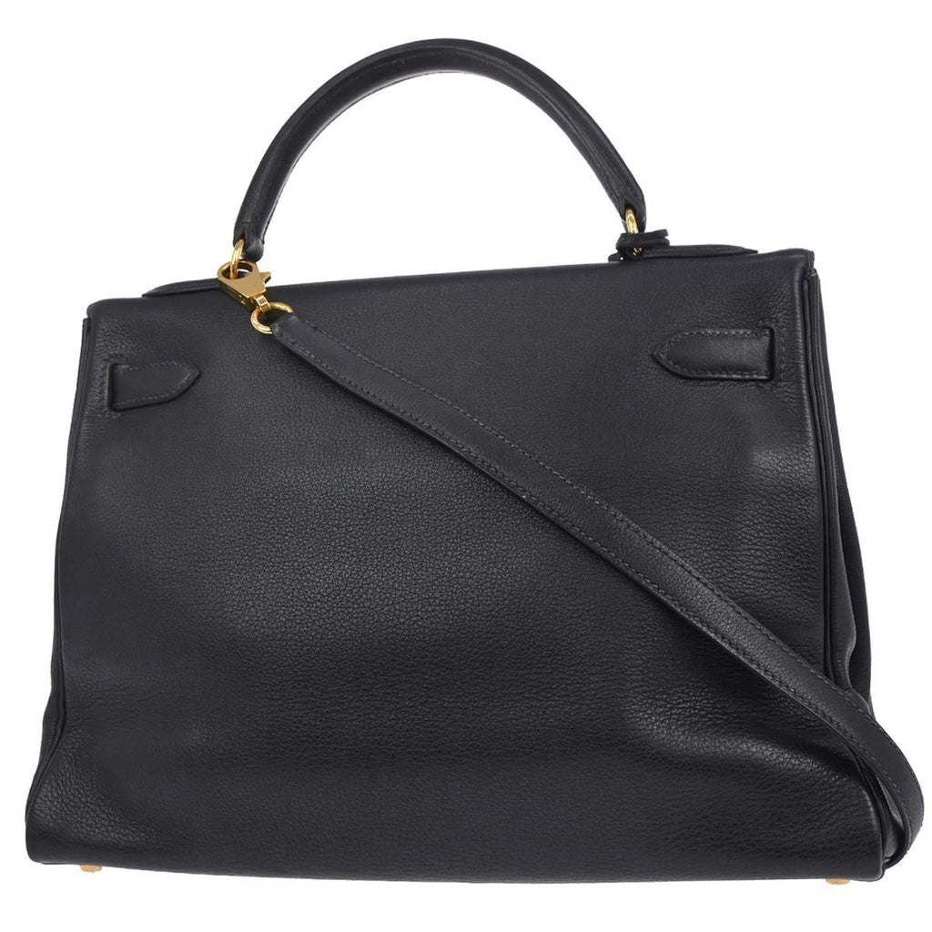 Hermes Kelly Handbag Blue Courchevel With Gold Hardware Blue Leather Handbag (Authentic  )