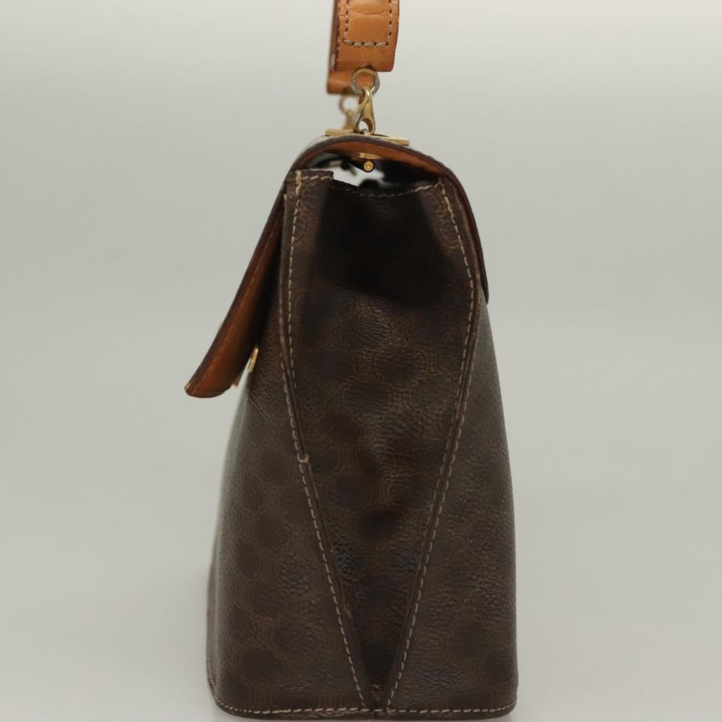 Celine Macadam Handbag Macadam With Leather Brown Canvas Handbag (Authentic  )