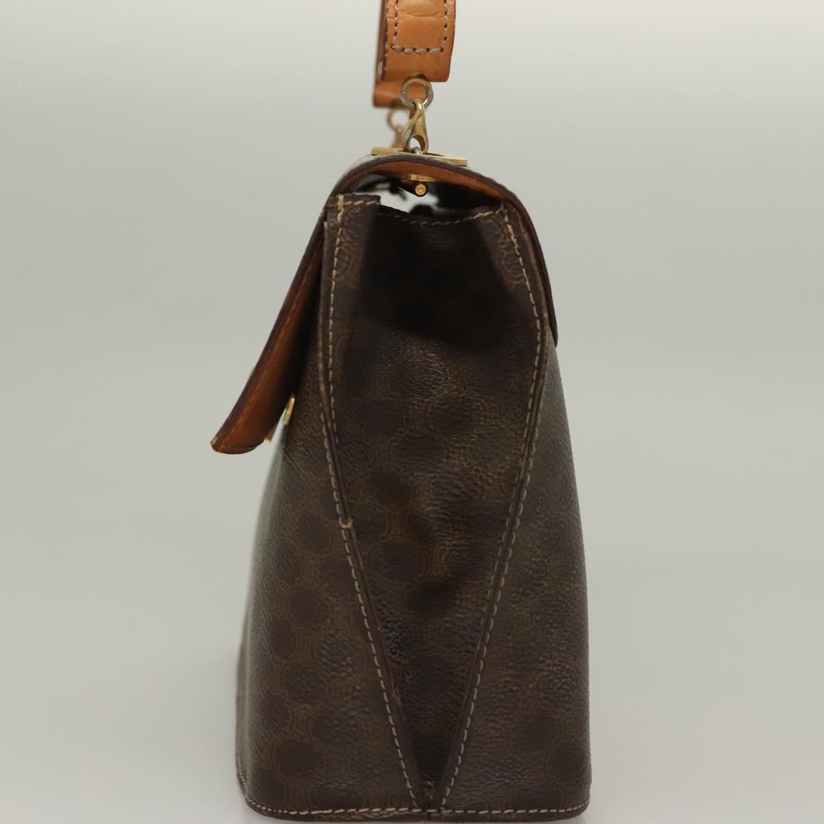 Celine Macadam Handbag Macadam With Leather Brown Canvas Handbag (Authentic  )