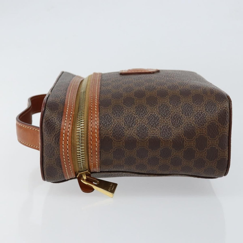 Celine Macadam Vanity Bag Canvas Brown Canvas Handbag (Authentic  )
