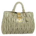 Miu Miu Coffer Convertible Satchel Leather Beige Leather Handbag (Authentic  )