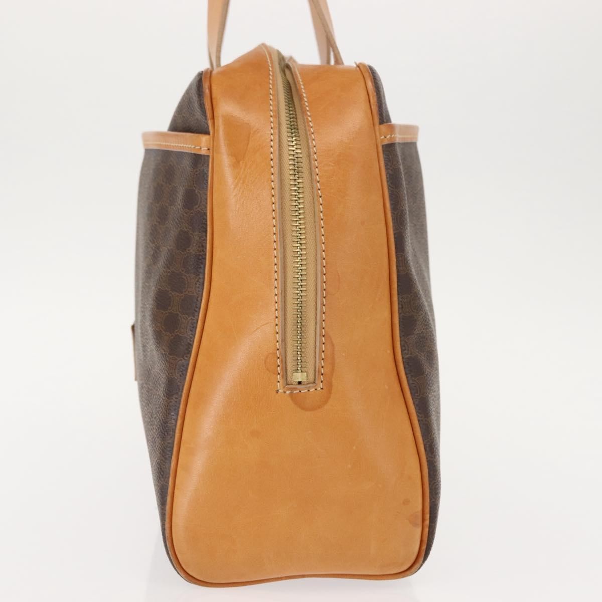 Celine Vintage Macadam Handbag Canvas And Leather Brown Canvas Handbag (Authentic  )
