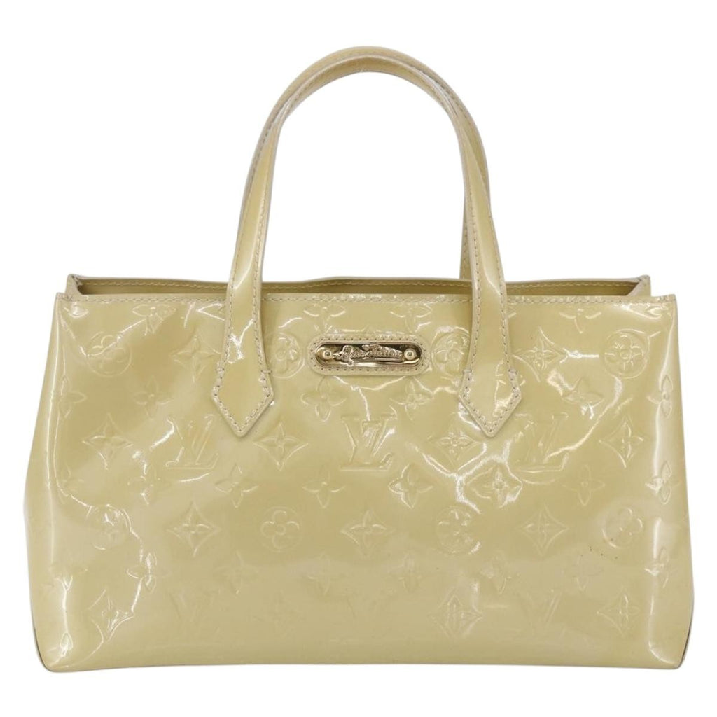 Louis Vuitton Wilshire Handbag Monogram Vernis Beige Patent_Leather Handbag (Authentic  )