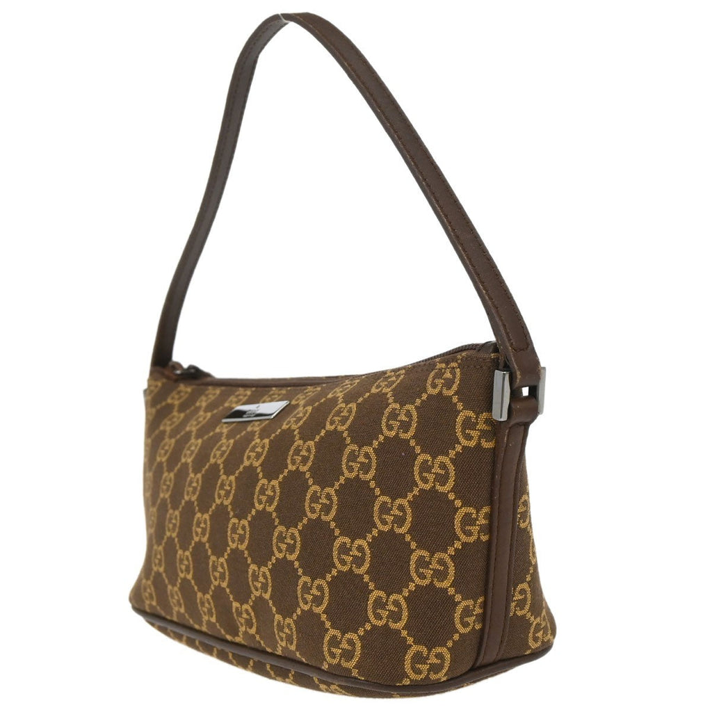 Gucci Baguette Shoulder Bag Gg Canvas And Leather Brown Canvas Handbag ( )