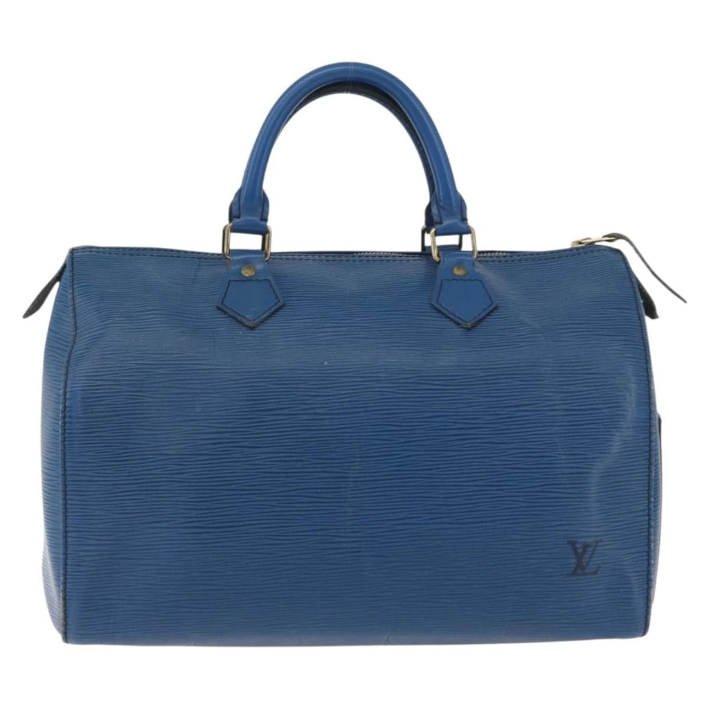 Louis Vuitton Speedy Handbag Epi Leather Blue Leather Handbag (Authentic  )