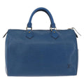 Louis Vuitton Speedy Handbag Epi Leather Blue Leather Handbag (Authentic  )