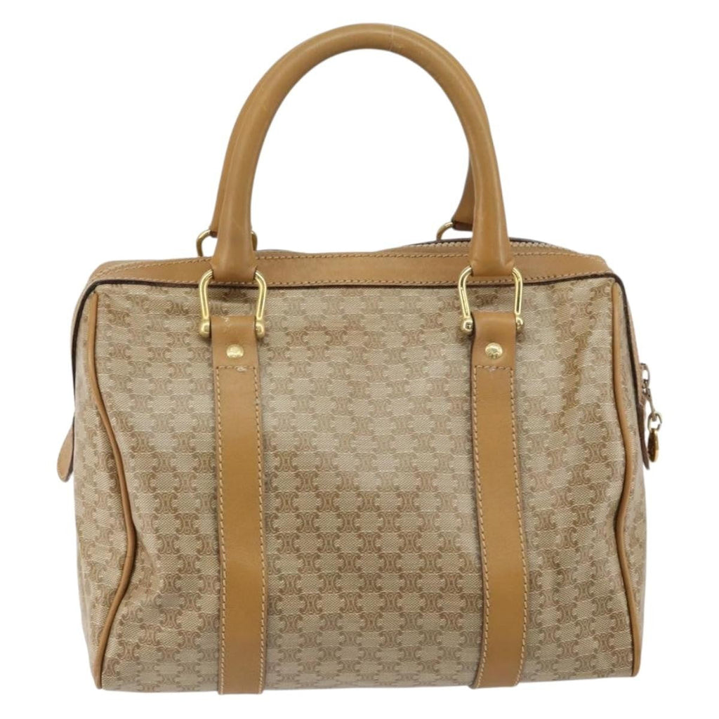 Celine Vintage Macadam Handbag Canvas And Leather Beige Canvas Handbag (Authentic  )