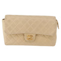 Chanel Vintage Classic Flap Backpack Quilted Lambskin Beige Leather Backpack Bag (Authentic  )