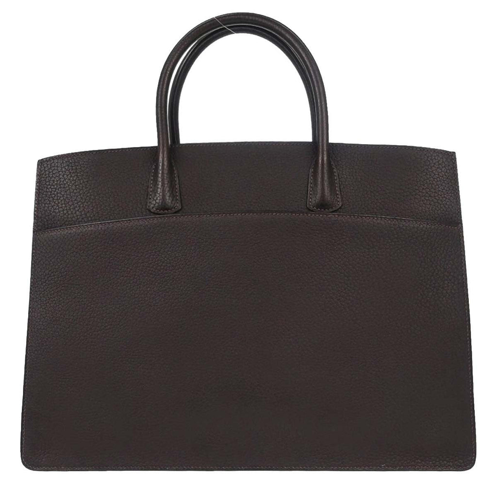 Hermes White Bus Bag Leather Brown Leather Handbag ( )