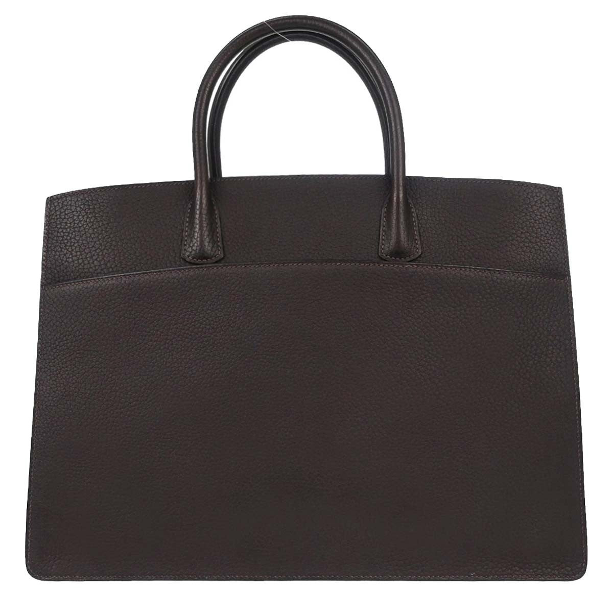 Hermes White Bus Bag Leather Brown Leather Handbag ( )