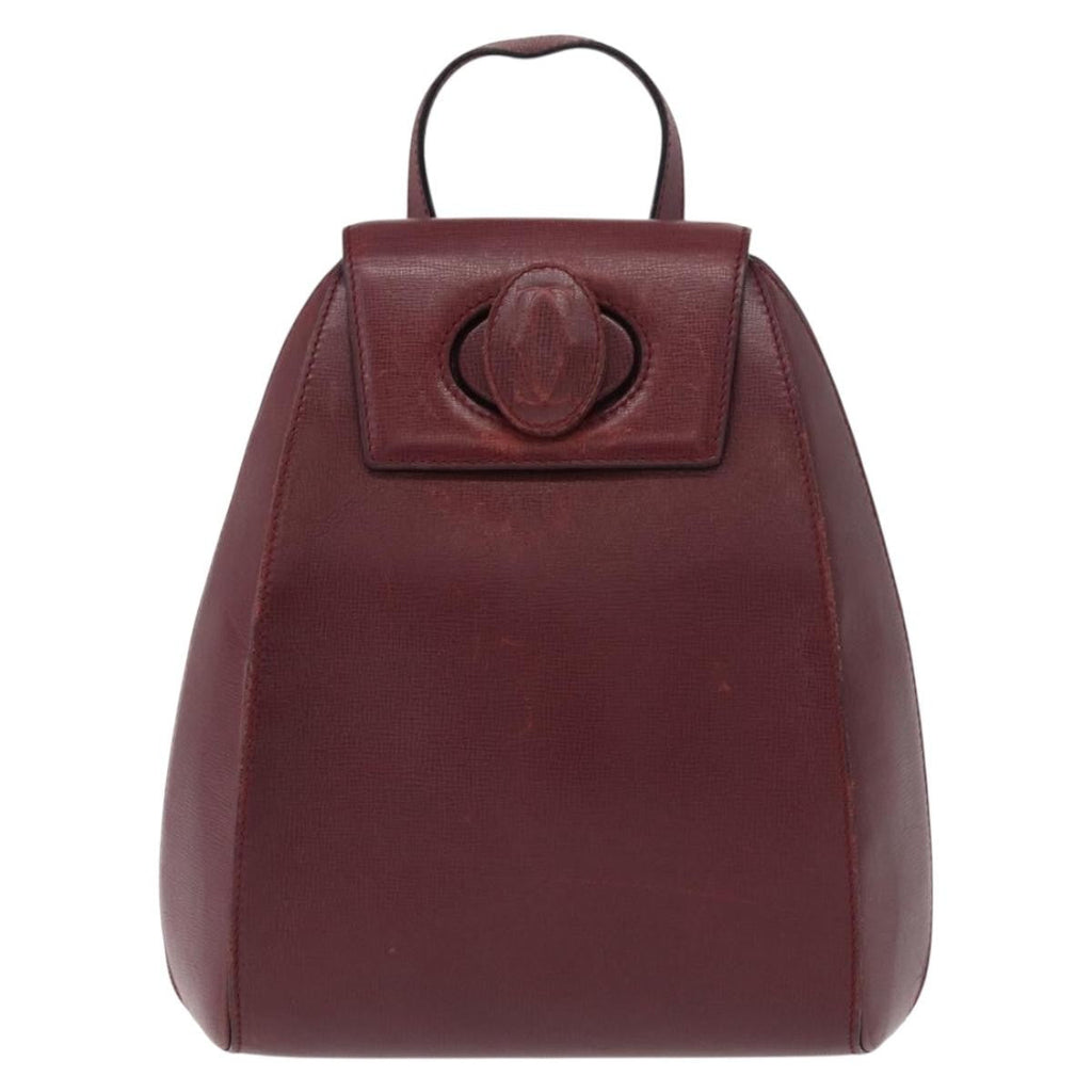 Cartier Happy Birthday Backpack Leather Burgundy Leather Backpack Bag (Authentic  )