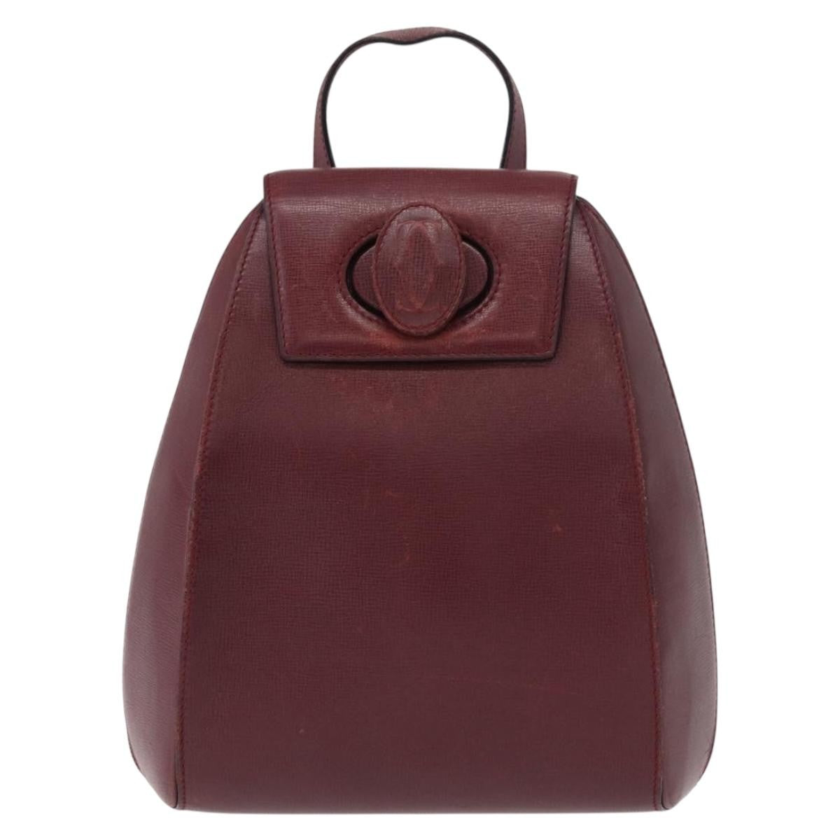 Cartier Happy Birthday Backpack Leather Burgundy Leather Backpack Bag (Authentic  )