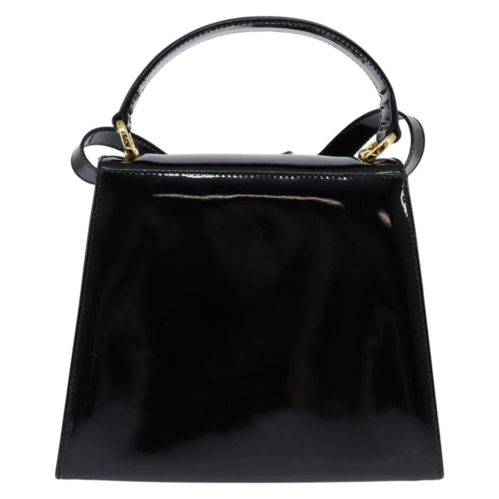 Salvatore Ferragamo Vintage Vara Bow Top Handle Bag Patent Leather Black Patent_Leather Handbag (Authentic  )