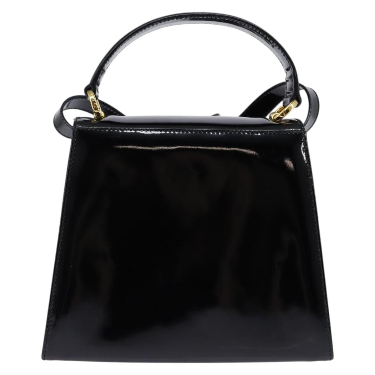 Salvatore Ferragamo Vintage Vara Bow Top Handle Bag Patent Leather Black Patent_Leather Handbag (Authentic  )