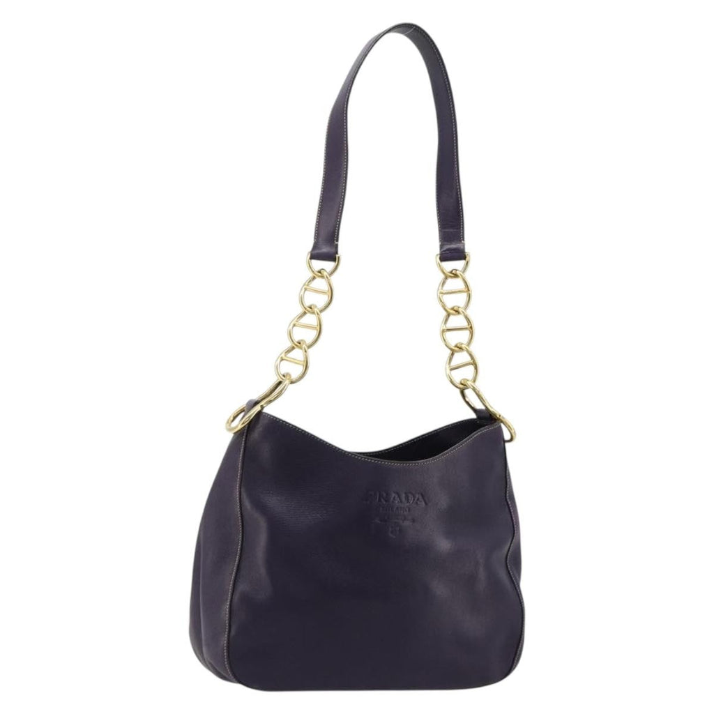 Prada Chain Shoulder Bag Leather Purple Leather Handbag ( )
