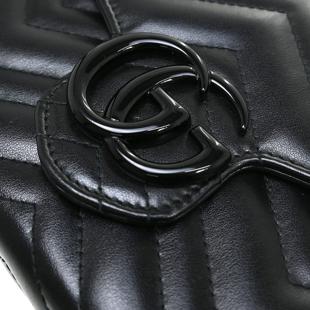 Gucci Gg Marmont Shoulder Bag Matelasse Leather Black Leather Handbag ( )
