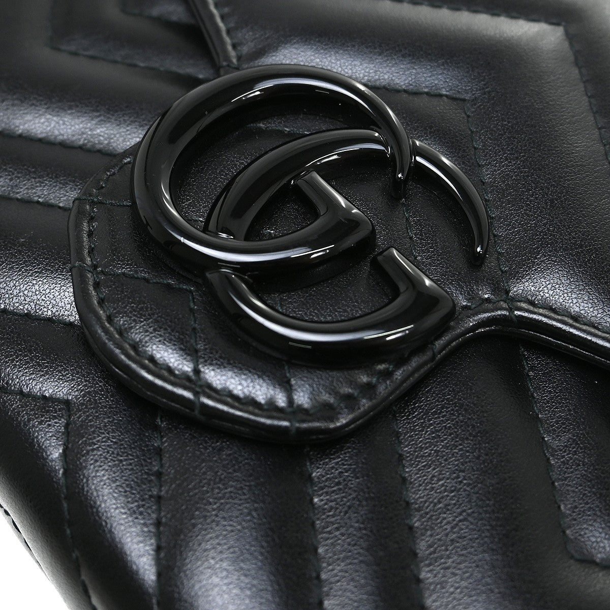 Gucci Gg Marmont Shoulder Bag Matelasse Leather Black Leather Handbag ( )