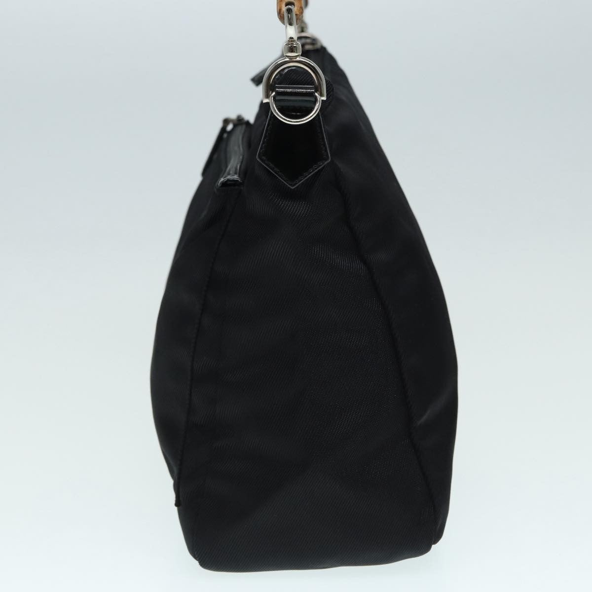 Gucci Vintage Bamboo Handle Bag Nylon Black Nylon Handbag ( )