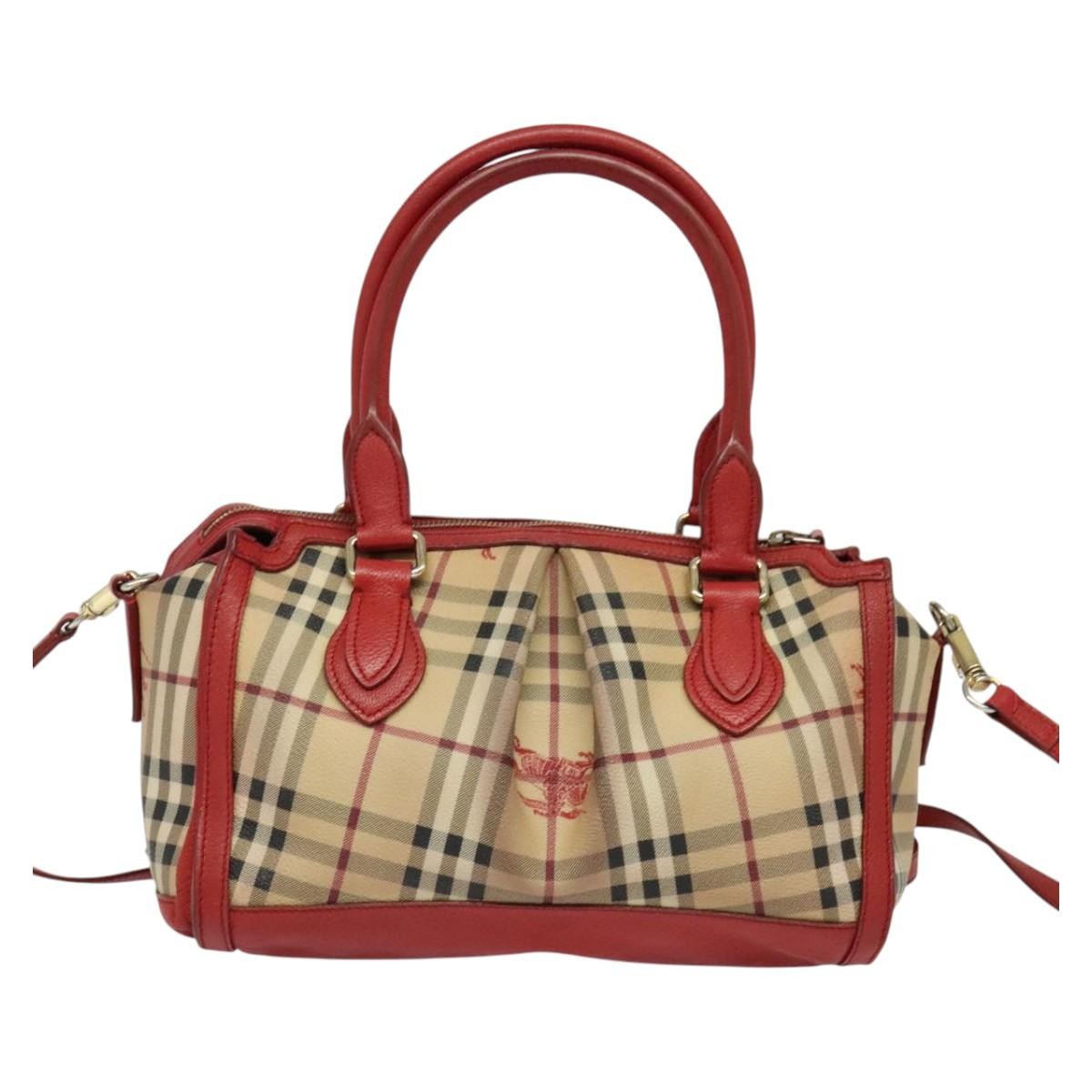 Burberry Pilgrim Satchel Haymarket Coated Canvas Beige Canvas Handbag (Authentic  )