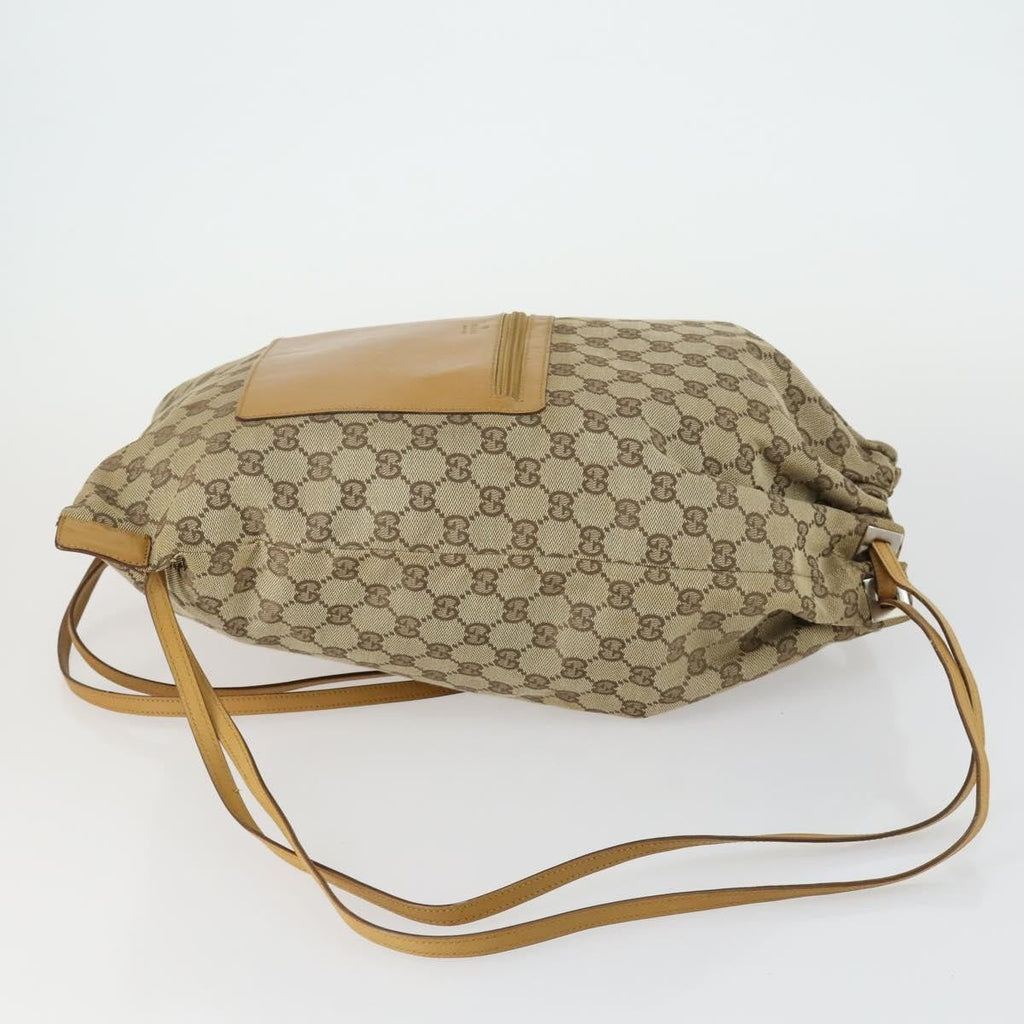 Gucci Drawstring Backpack Gg Canvas Beige Canvas Backpack Bag (Authentic  )