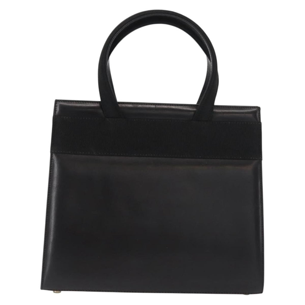 Salvatore Ferragamo Vala Handbag Leather Black Leather Handbag (Authentic  )