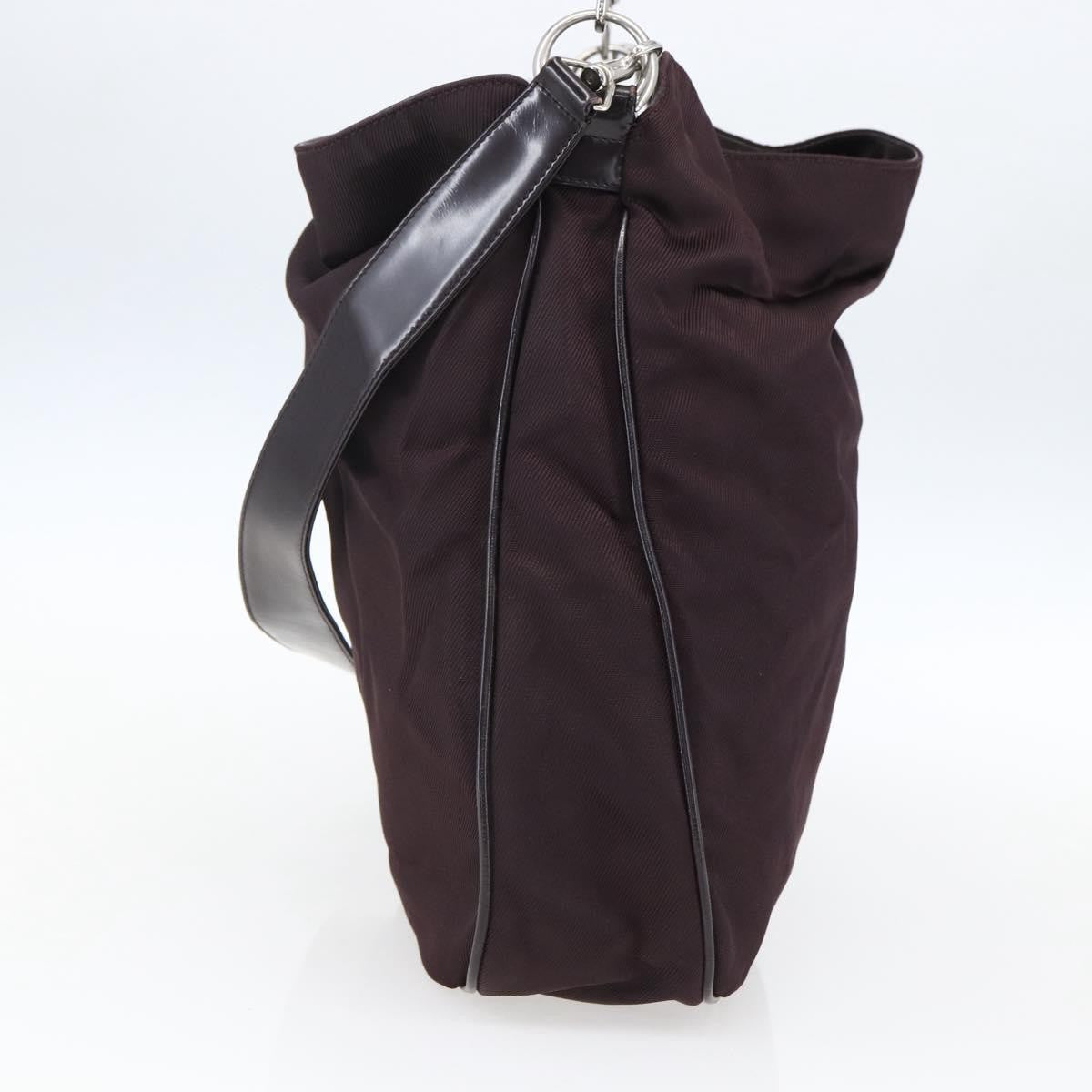 Gucci Vintage Bamboo Handle Bag Nylon Burgundy Nylon Handbag ( )