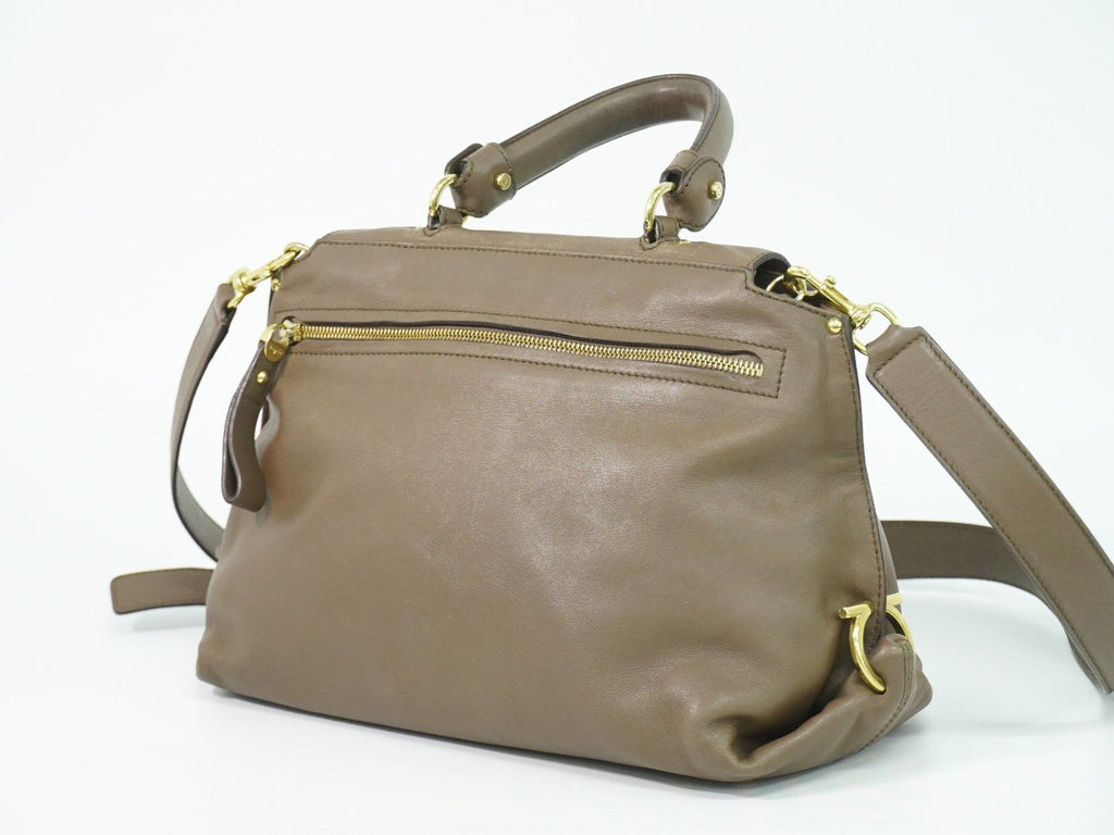 Salvatore Ferragamo Sofia Satchel Smooth Leather Brown Leather Handbag (Authentic  )
