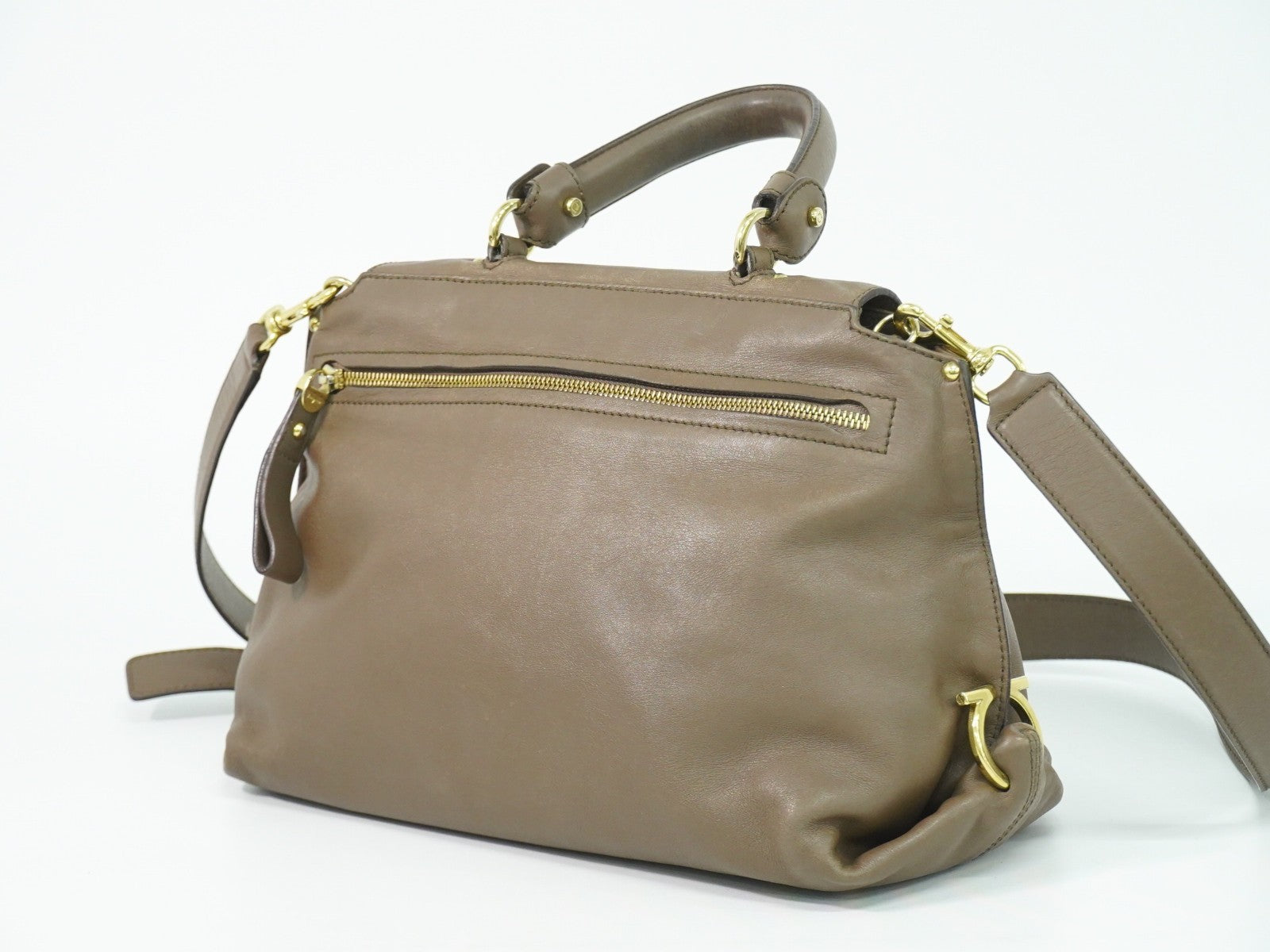 Salvatore Ferragamo Sofia Satchel Smooth Leather Brown Leather Handbag (Authentic  )