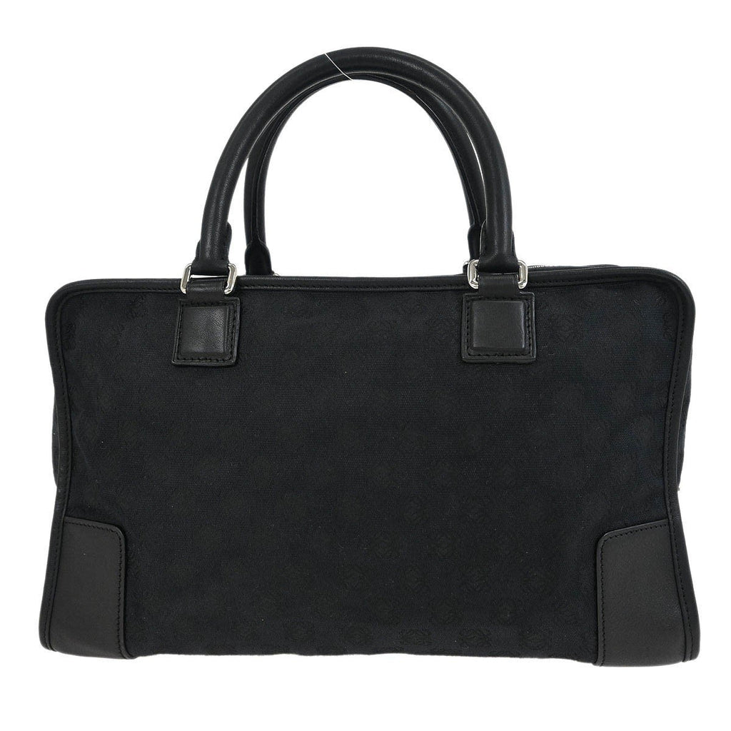 Loewe Amazona Bag Leather And Jacquard Canvas Black Canvas Handbag (Authentic  )