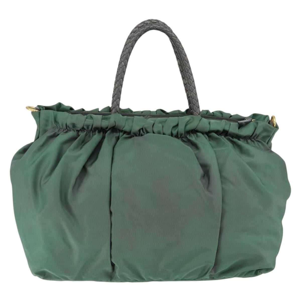 Prada Convertible Bow Tote Tessuto Green Nylon Handbag (Authentic  )