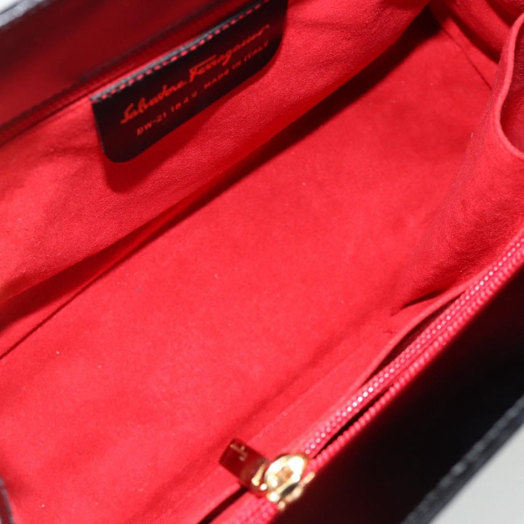 Salvatore Ferragamo Vintage Handbag Patent Leather Black Patent_Leather Handbag ( )