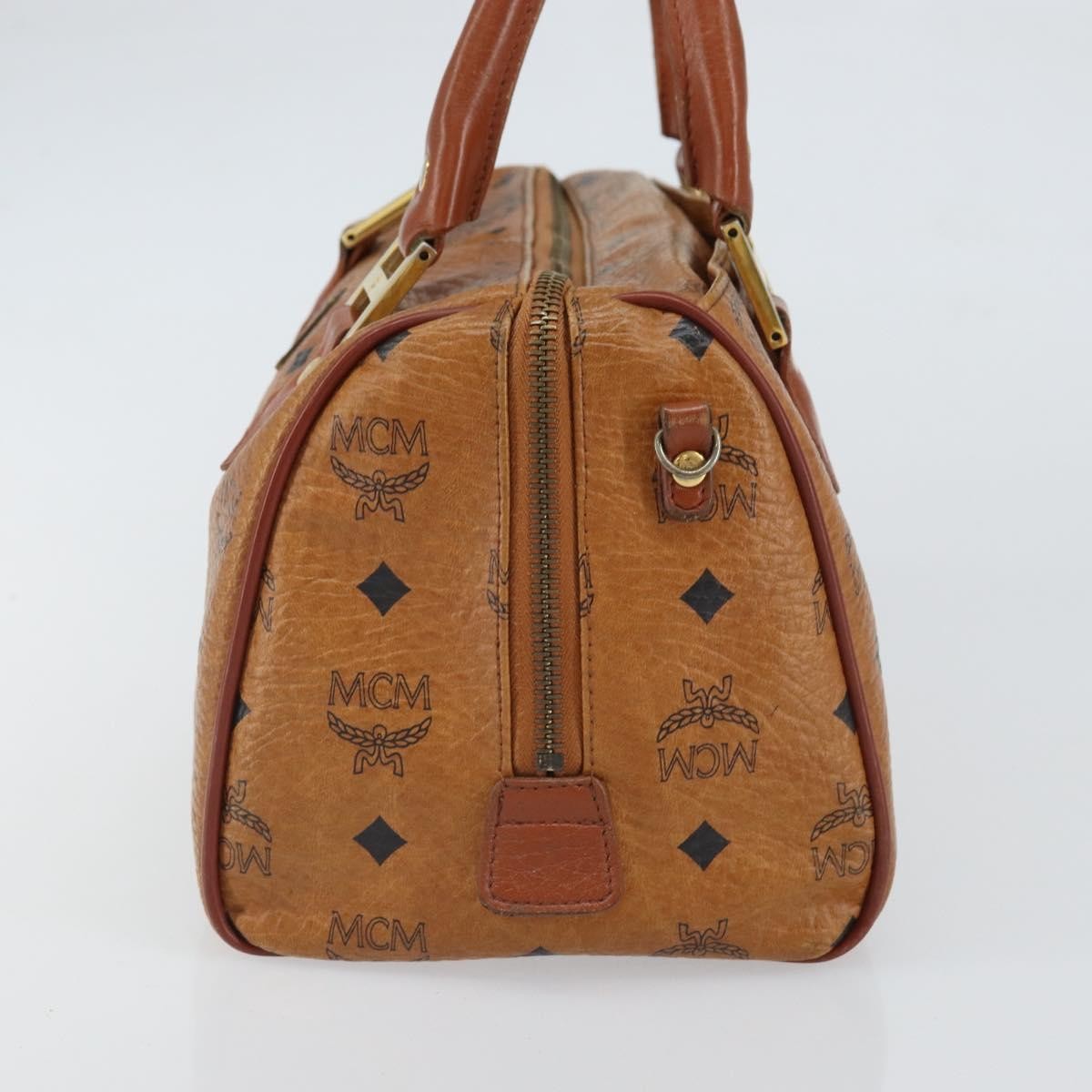 MCM Visetos Handbag Canvas And Leather Brown Canvas Handbag (Authentic  )
