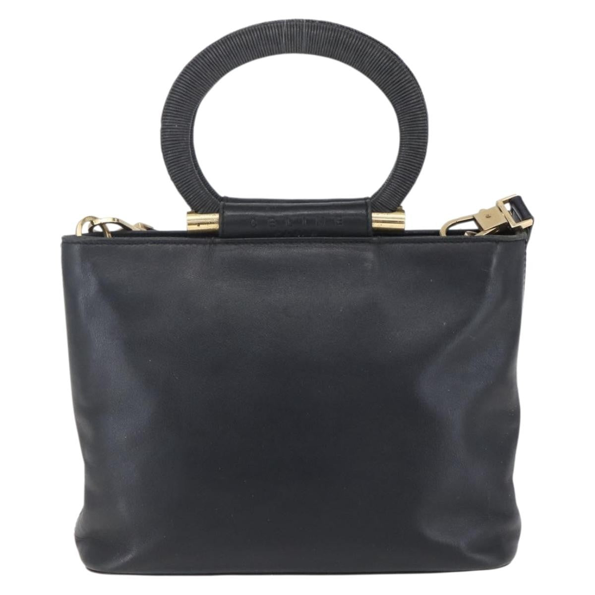 Celine Handbag Leather Black Leather Handbag (Authentic  )