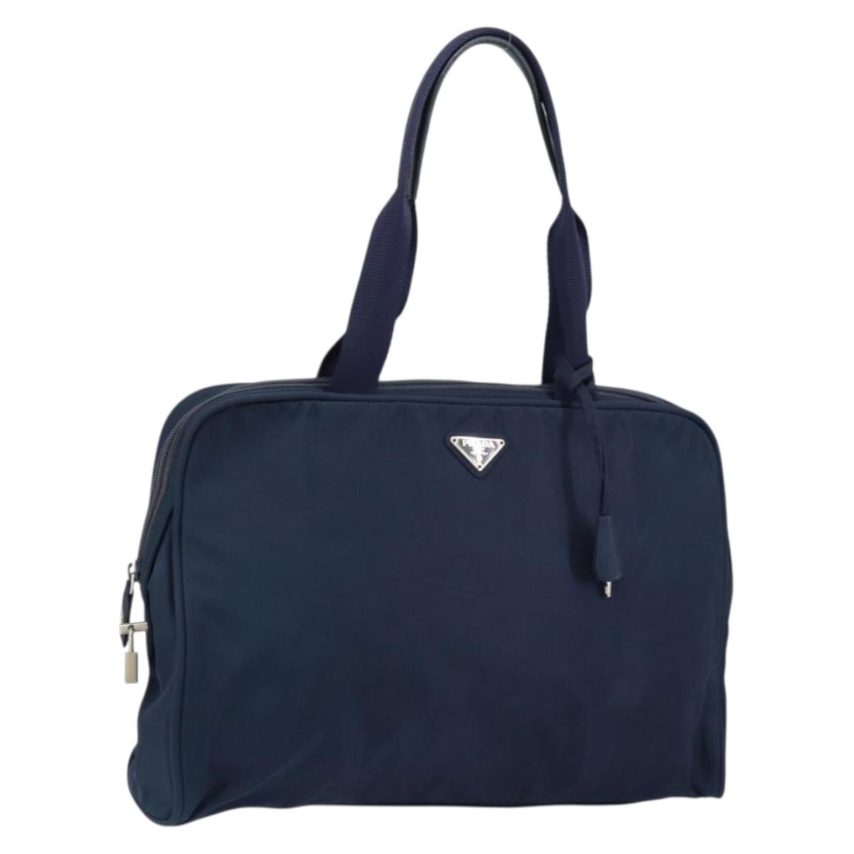 Prada Zip Around Tote Tessuto Navy Nylon Handbag (Authentic  )