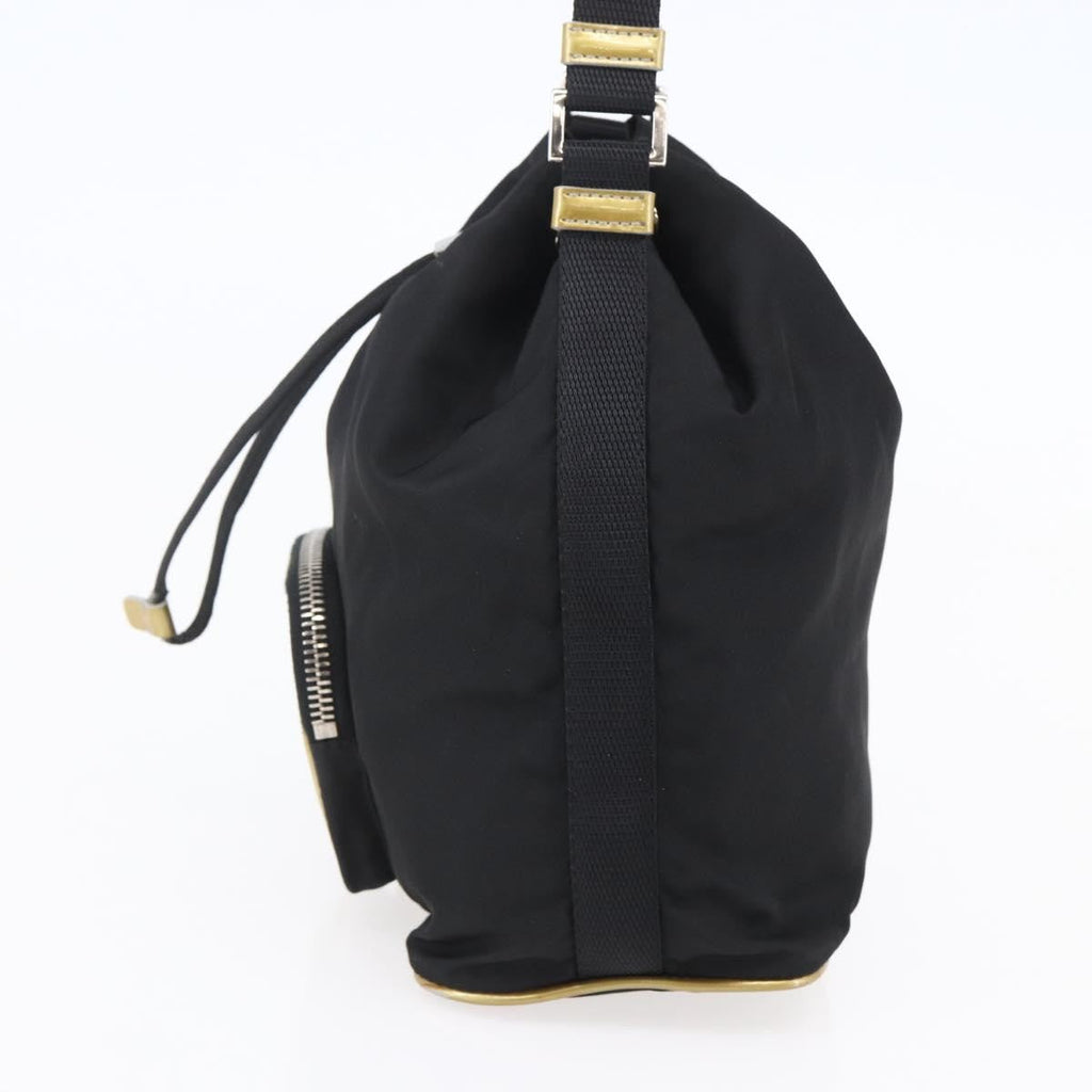 Prada Duet Drawstring Bucket Bag Tessuto Black Nylon Bag (Authentic  )
