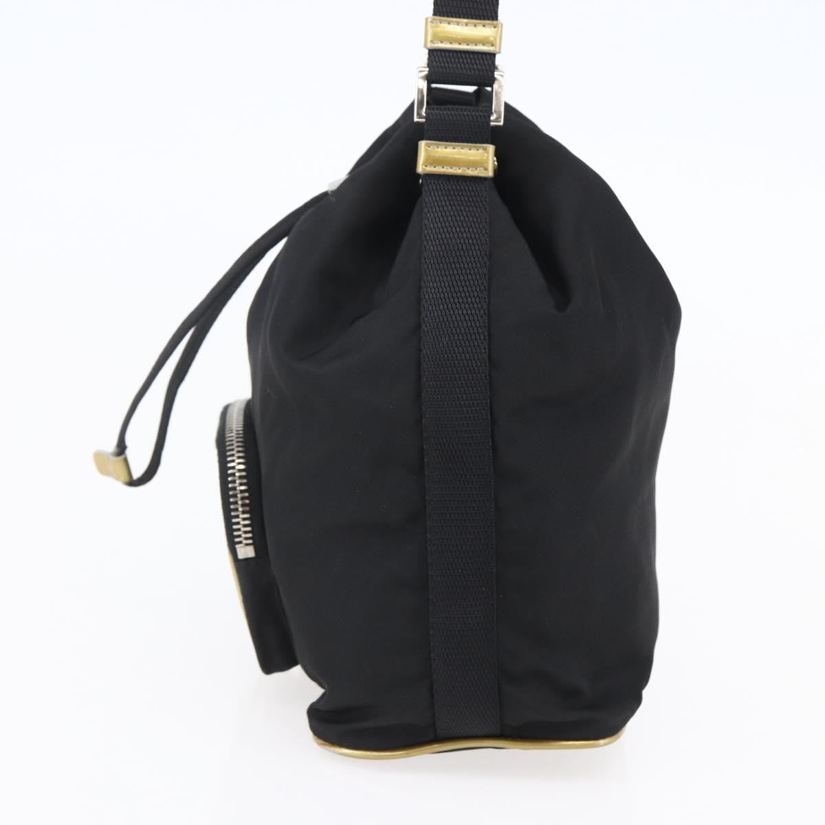 Prada Duet Drawstring Bucket Bag Tessuto Black Nylon Bag (Authentic  )
