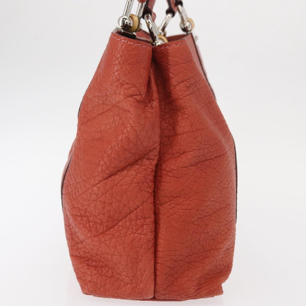Gucci Vintage Bamboo Handle Bag Leather Red Leather Handbag (Authentic  )