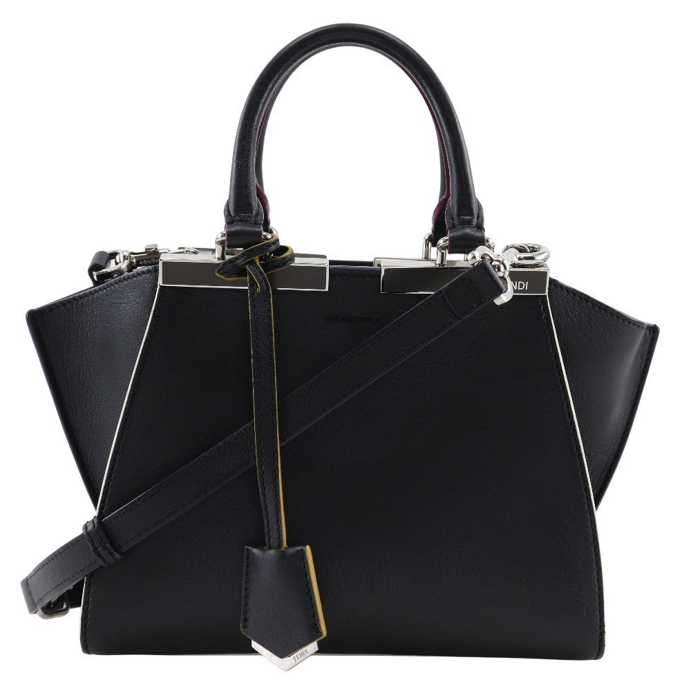 Fendi Petite 3Jours Bag Leather Black Leather Handbag (Authentic  )
