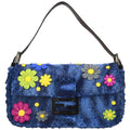 Fendi Baguette Bag Patent Blue Felt,Leather Handbag (Authentic  )