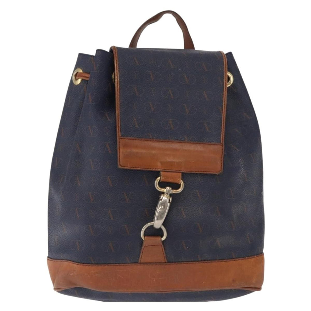 Valentino Garavani Vintage Backpack Leather Navy Leather Backpack Bag (Authentic  )