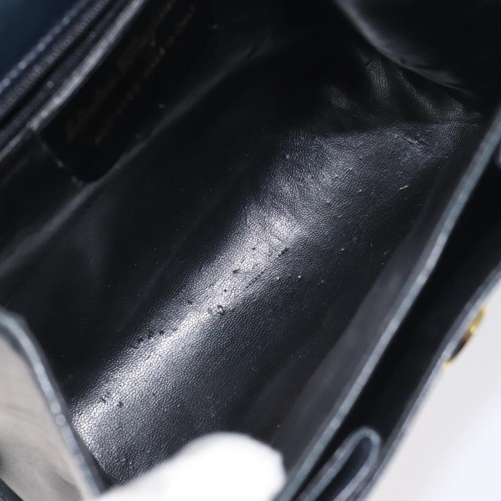 Salvatore Ferragamo Vintage Handbag Leather Black Leather Handbag (Authentic  )