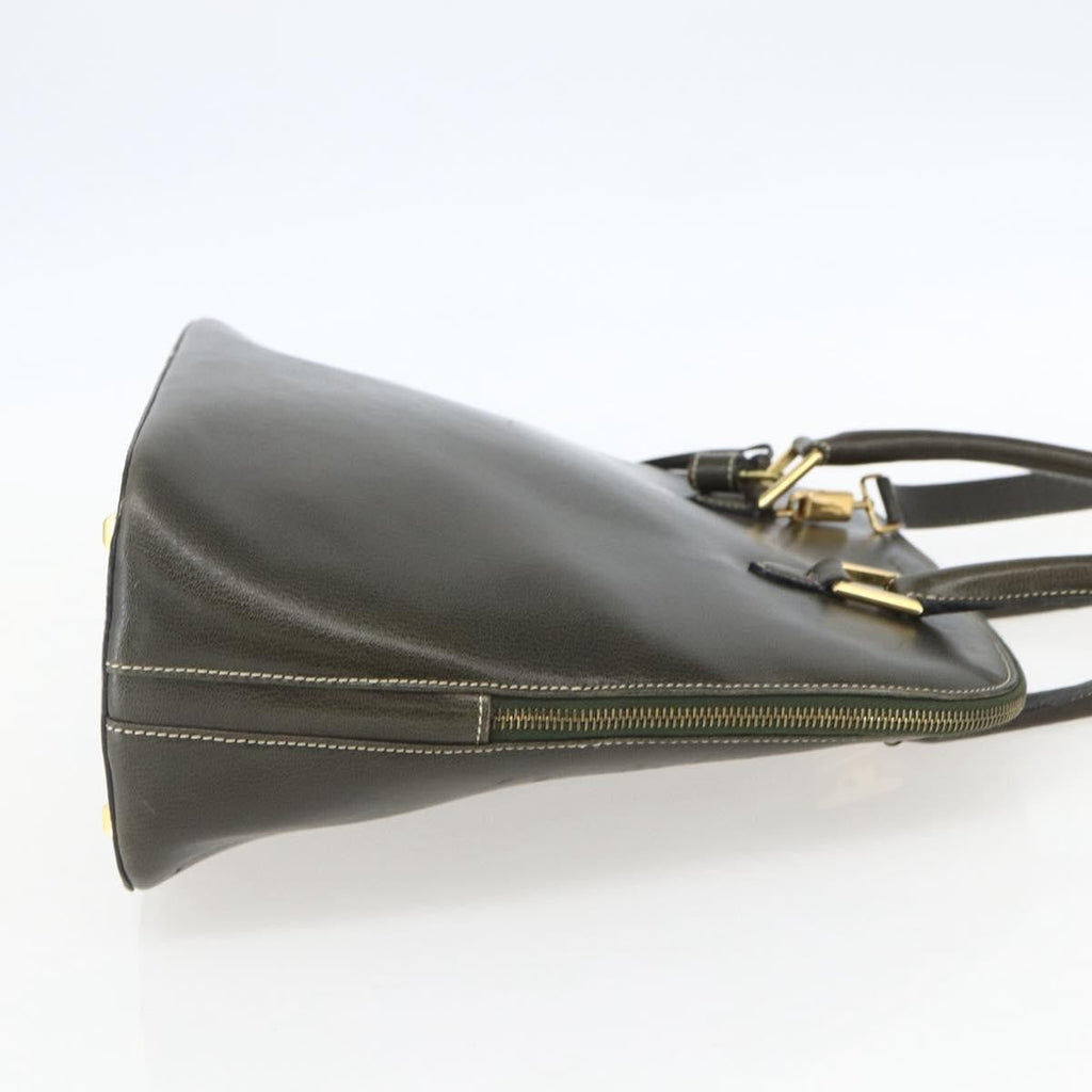 Salvatore Ferragamo Vintage Handbag Leather Khaki Leather Handbag (Authentic  )